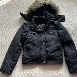 Eddie Bauer Black Ski Jacket with Faux Fur Hood